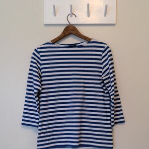 Marimekko Blue and White Striped Boatneck Top